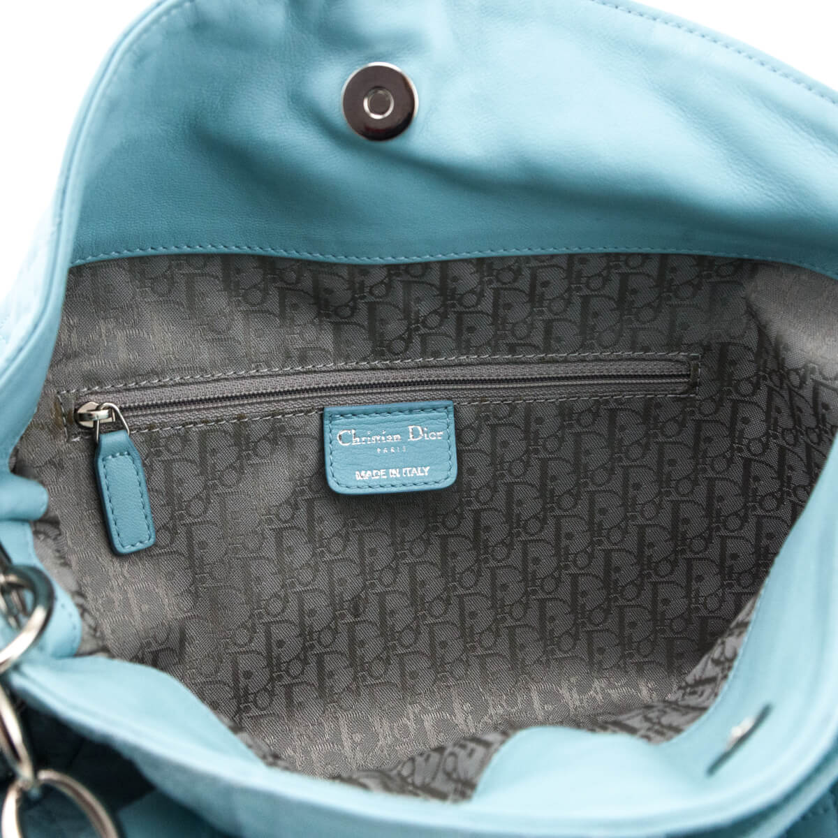 Dior Light Blue Lambskin Cannage Medium Dior Soft Hobo