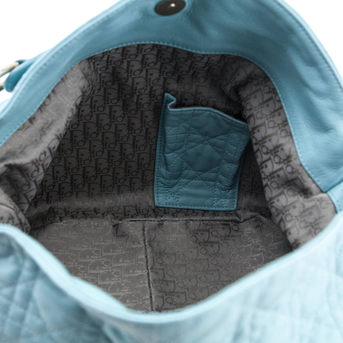 Dior Light Blue Lambskin Cannage Medium Dior Soft Hobo