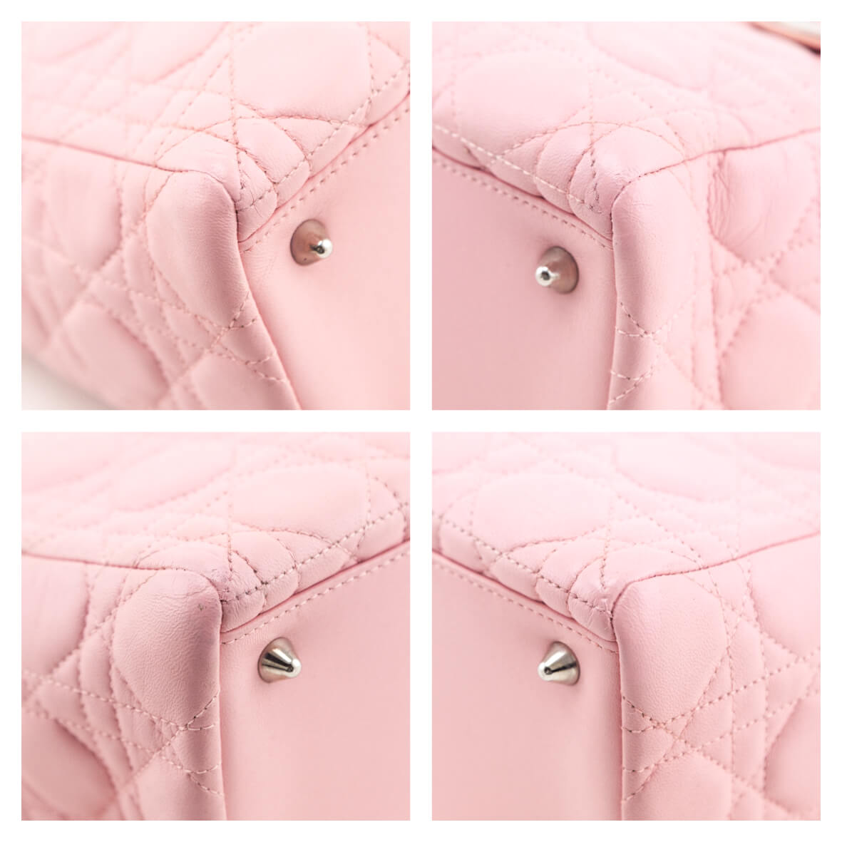 Dior Light Pink Lambskin Cannage Medium Lady Dior - Love that Bag etc - Preowned Authentic Designer Handbags & Preloved Fashions