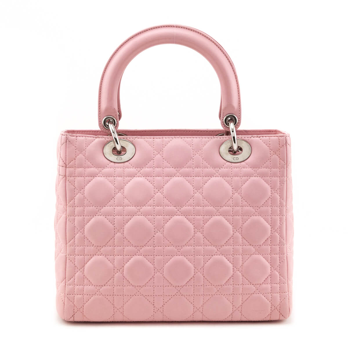 Dior Light Pink Lambskin Cannage Medium Lady Dior - Love that Bag etc - Preowned Authentic Designer Handbags & Preloved Fashions