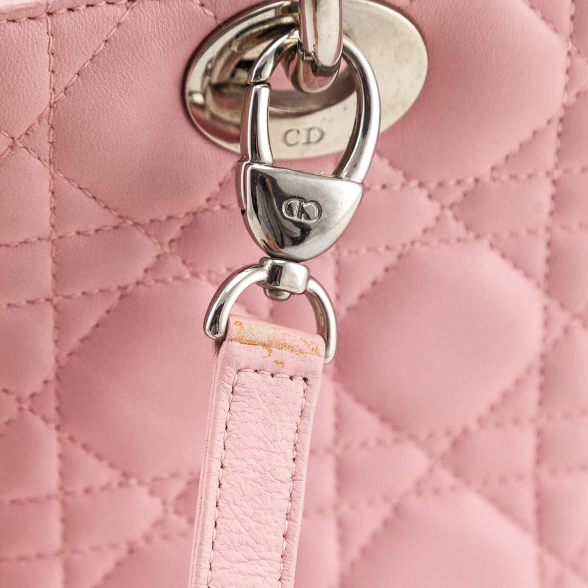 Dior Light Pink Lambskin Cannage Medium Lady Dior - Love that Bag etc - Preowned Authentic Designer Handbags & Preloved Fashions