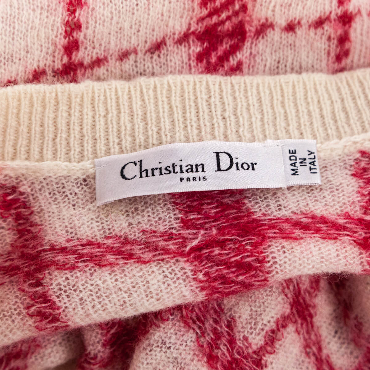 Dior Red & Ivory Wool & Mohair Cardigan Size M | US 8 | FR 40 - Love that Bag etc - Preowned Authentic Designer Handbags & Preloved Fashions