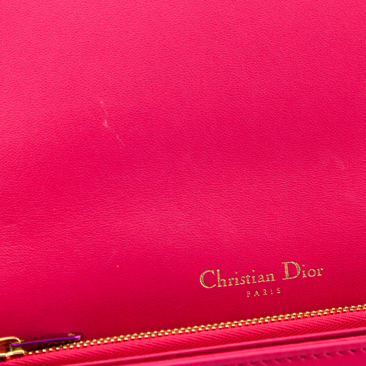 Dior Warm Fuschia Lambskin Cannage Lady Dior Chain Pouch with Inserts - Love that Bag etc - Preowned Authentic Designer Handbags & Preloved Fashions