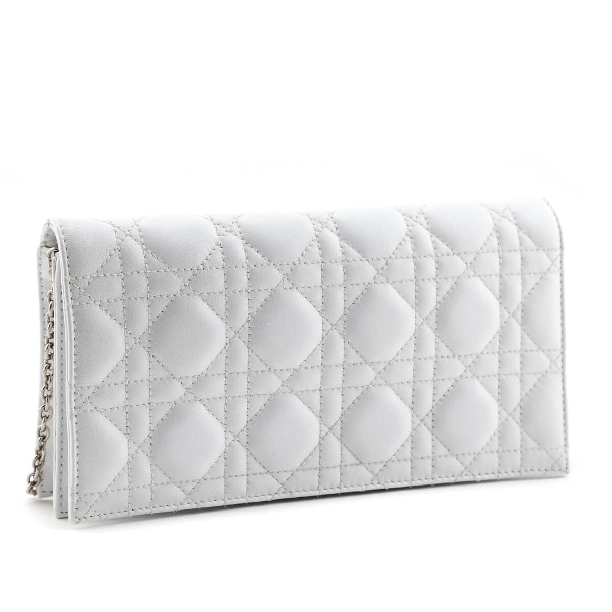 Dior White Cannage Lambskin Lady Dior Convertible Clutch - Love that Bag etc - Preowned Authentic Designer Handbags & Preloved Fashions