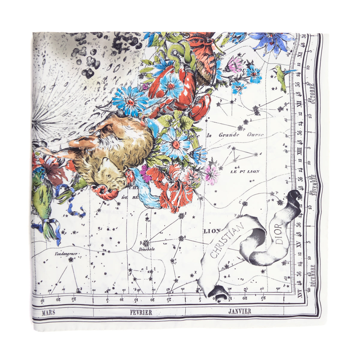 Dior White Silk Zodiac Scarf 90 - Love that Bag etc - Preowned Authentic Designer Handbags & Preloved Fashions