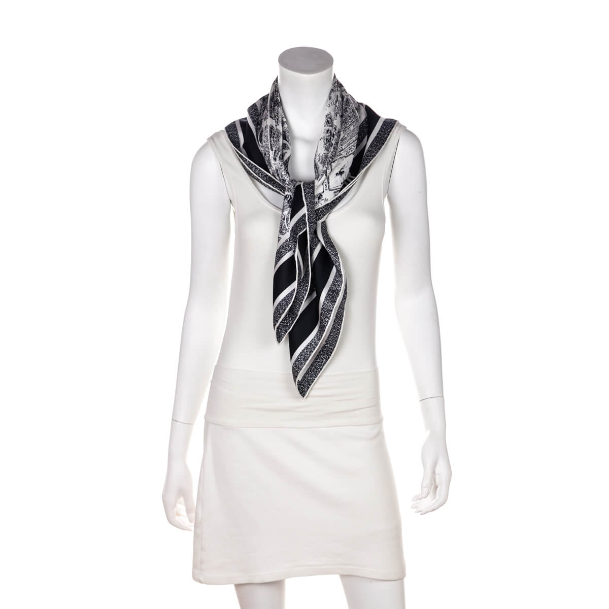 Dior White & Black Plan de Paris Silk Scarf 90 - Love that Bag etc - Preowned Authentic Designer Handbags & Preloved Fashions