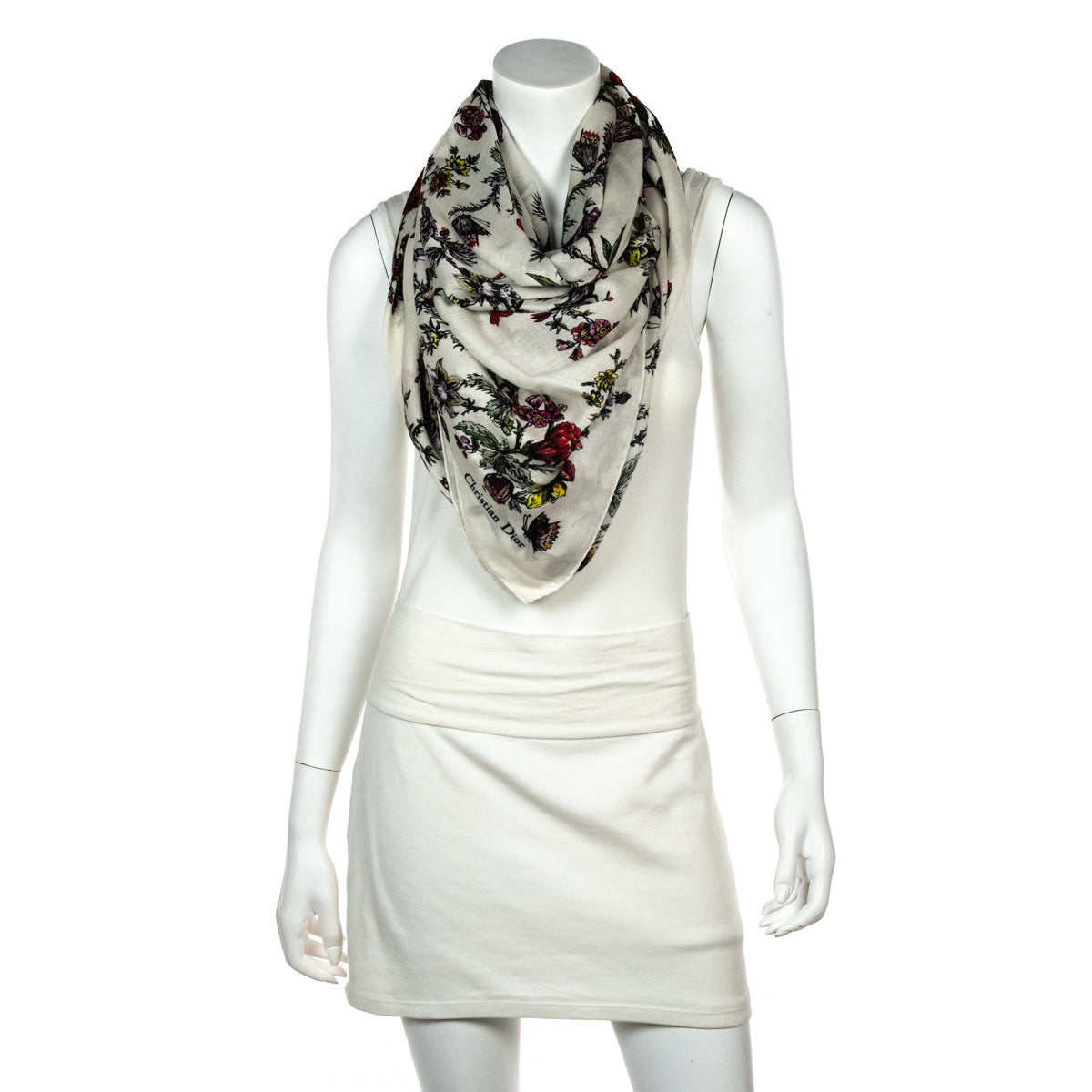 Dior White & Multicolor Jardins Cashmere Shawl - Love that Bag etc - Preowned Authentic Designer Handbags & Preloved Fashions