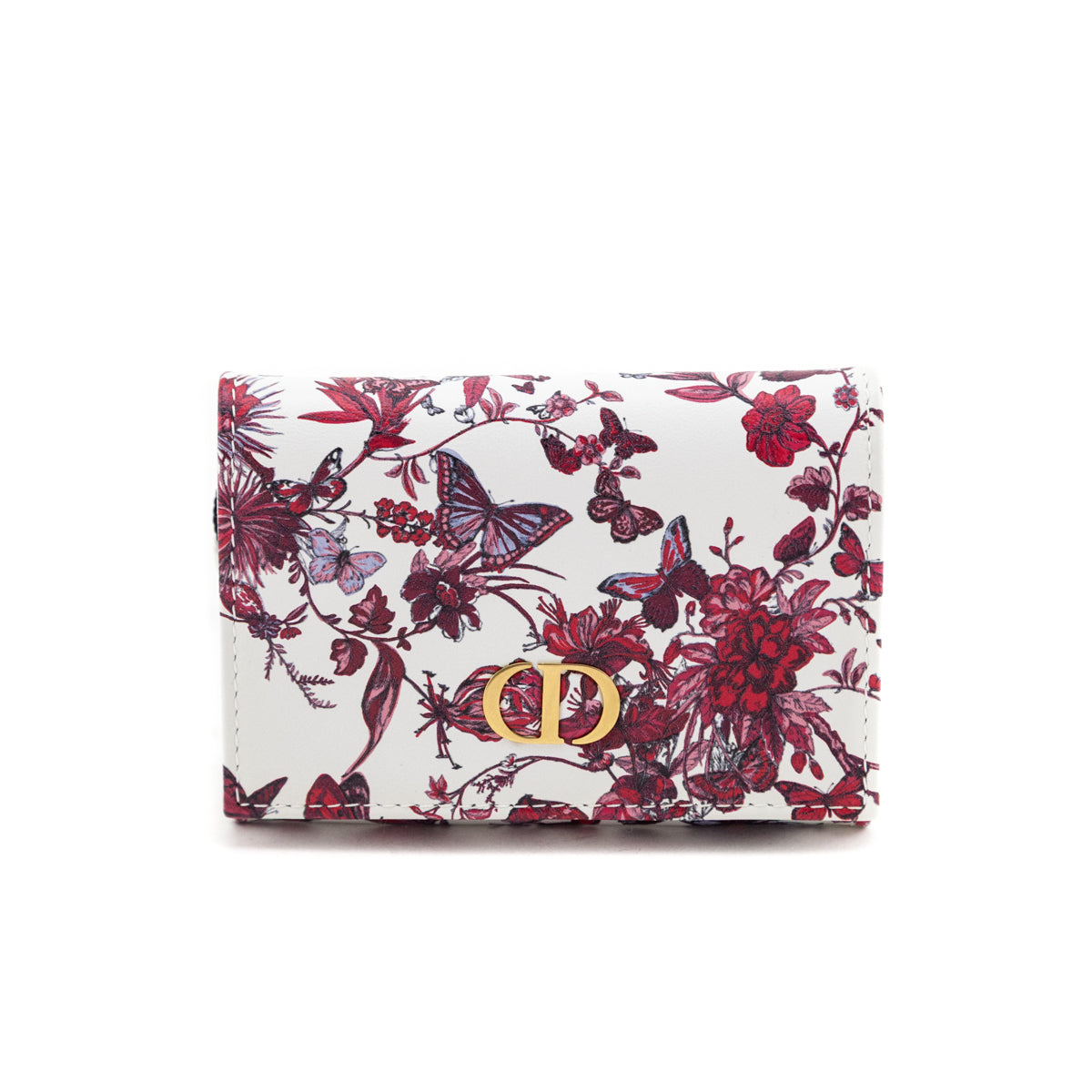 Dior White & Red Dior Le Clos des Papillons Caro Glycine Wallet Coin Case - Love that Bag etc - Preowned Authentic Designer Handbags & Preloved Fashions