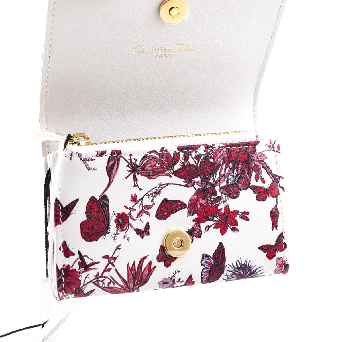 Dior White & Red Dior Le Clos des Papillons Caro Glycine Wallet Coin Case - Love that Bag etc - Preowned Authentic Designer Handbags & Preloved Fashions