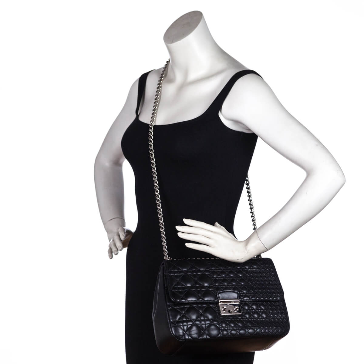 Dior Black Mini Cannage Calfskin Miss Dior Shoulder Bag - Love that Bag etc - Preowned Authentic Designer Handbags & Preloved Fashions