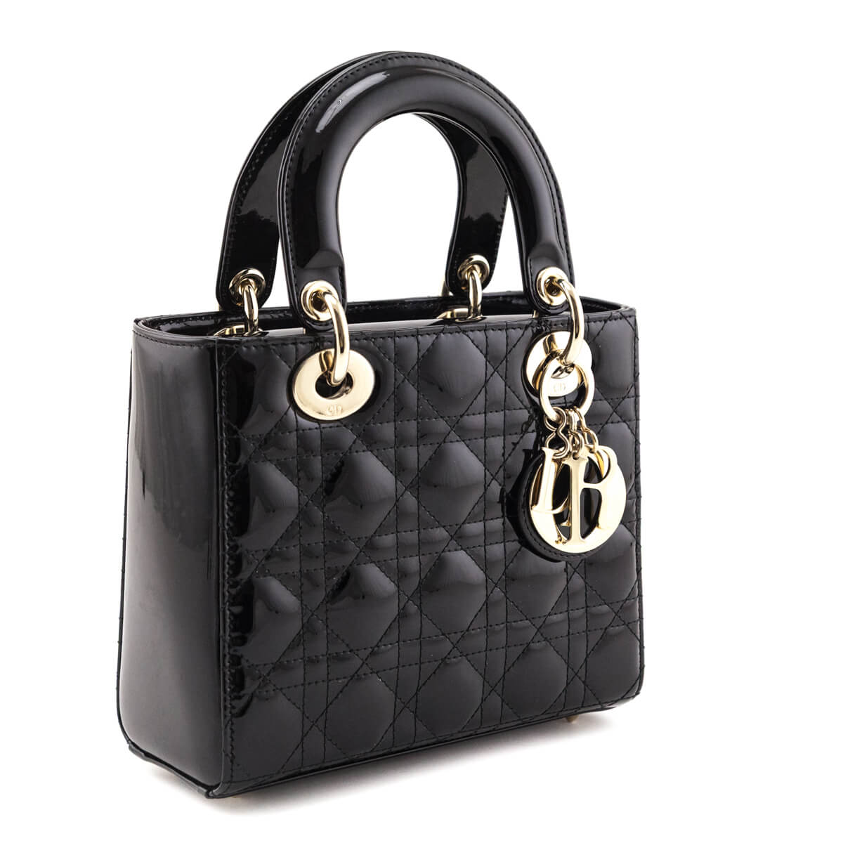 Dior Black Patent Cannage Small Lady Dior - Love that Bag etc - Preowned Authentic Designer Handbags & Preloved Fashions