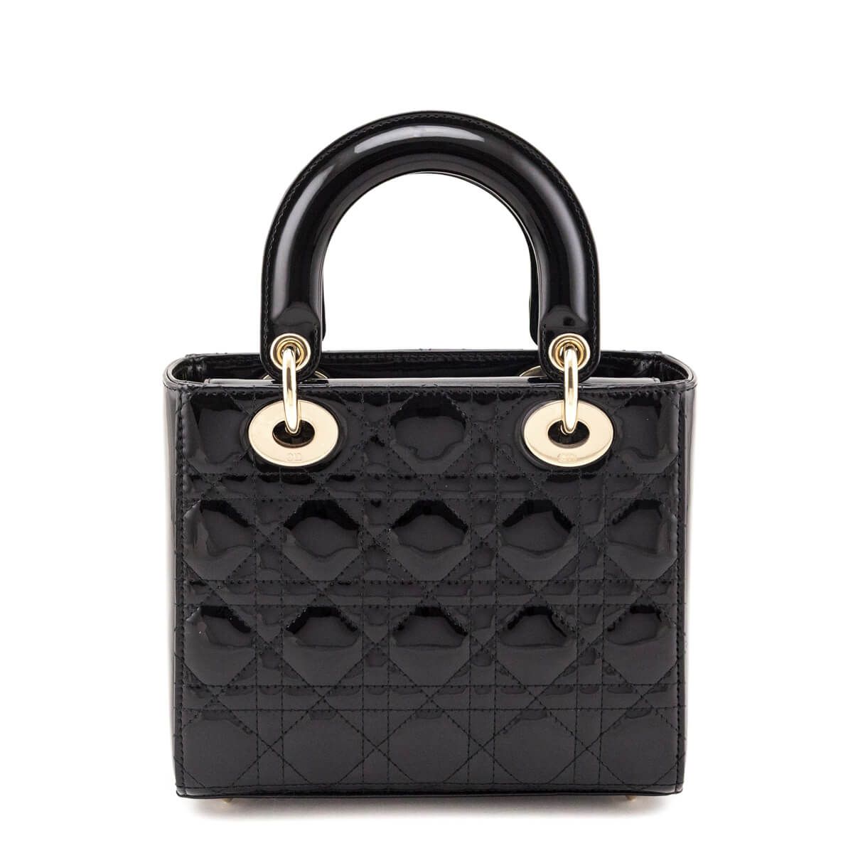 Dior Black Patent Cannage Small Lady Dior - Love that Bag etc - Preowned Authentic Designer Handbags & Preloved Fashions