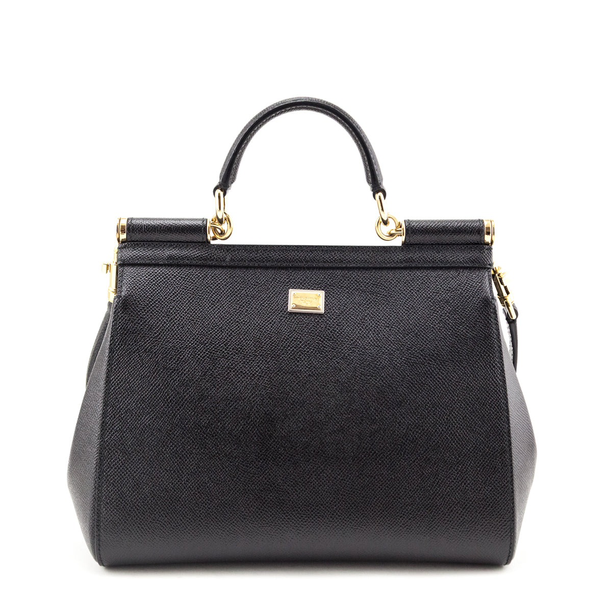 Dolce & Gabbana Black Dauphine Medium DG Family Patch Miss Sicily Satchel - Love that Bag etc - Preowned Authentic Designer Handbags & Preloved Fashions