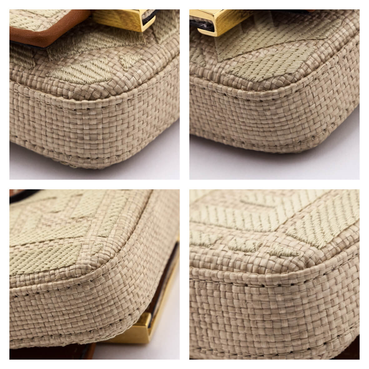Fendi Beige Natural Raffia FF Nano Baguette Charm - Love that Bag etc - Preowned Authentic Designer Handbags & Preloved Fashions
