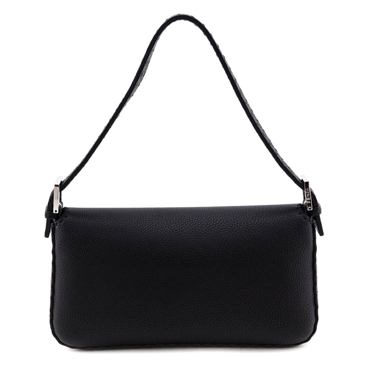 Fendi Black Grained Calfskin Selleria Baguette Bag - Love that Bag etc - Preowned Authentic Designer Handbags & Preloved Fashions