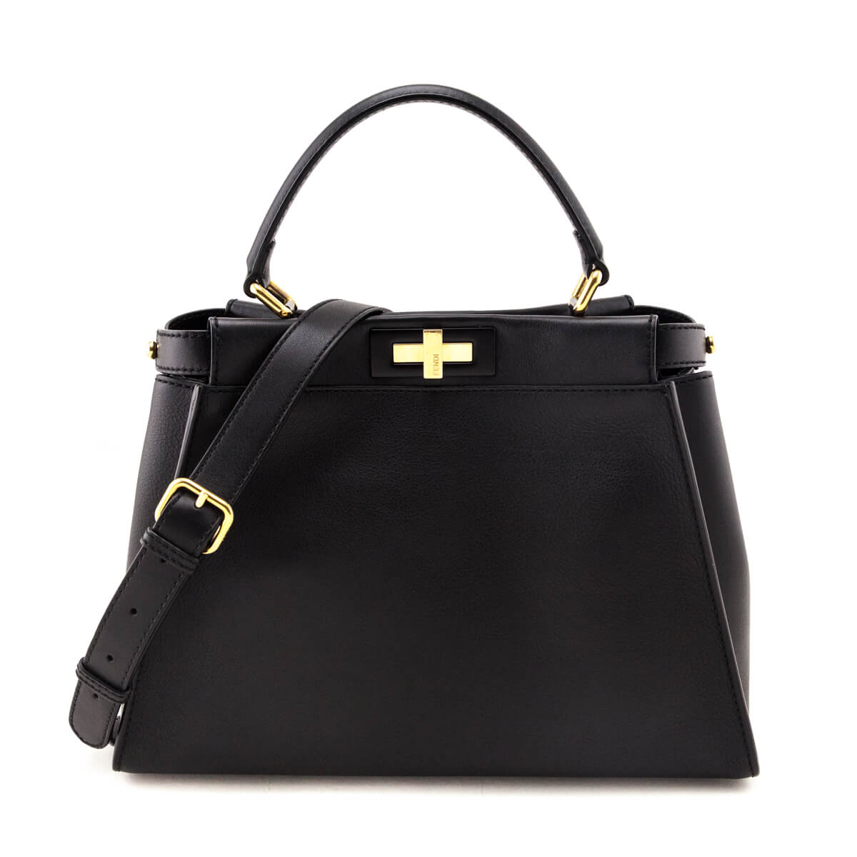 Fendi Black Nappa Medium Peekaboo Iconic Satchel - Love that Bag etc - Preowned Authentic Designer Handbags & Preloved Fashions