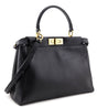 Fendi Black Nappa Medium Peekaboo Iconic Satchel - Love that Bag etc - Preowned Authentic Designer Handbags & Preloved Fashions