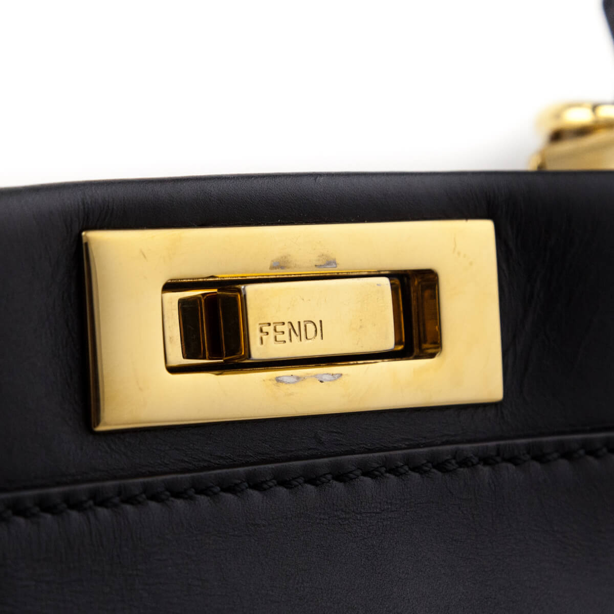 Fendi Black Nappa Medium Peekaboo Iconic Satchel - Love that Bag etc - Preowned Authentic Designer Handbags & Preloved Fashions