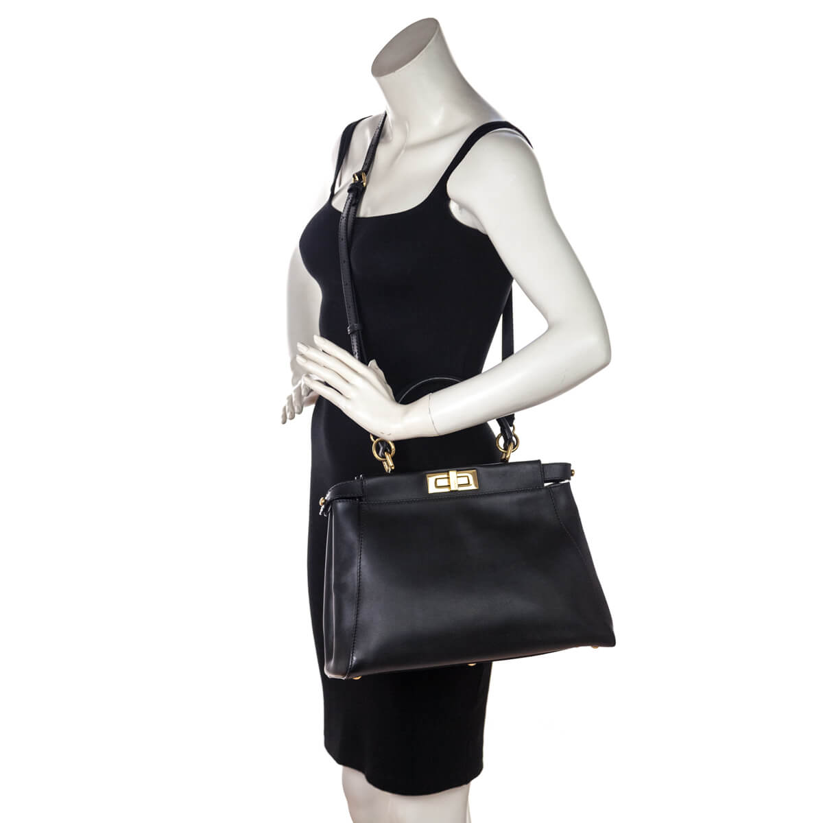 Fendi Black Nappa Medium Peekaboo Iconic Satchel - Love that Bag etc - Preowned Authentic Designer Handbags & Preloved Fashions