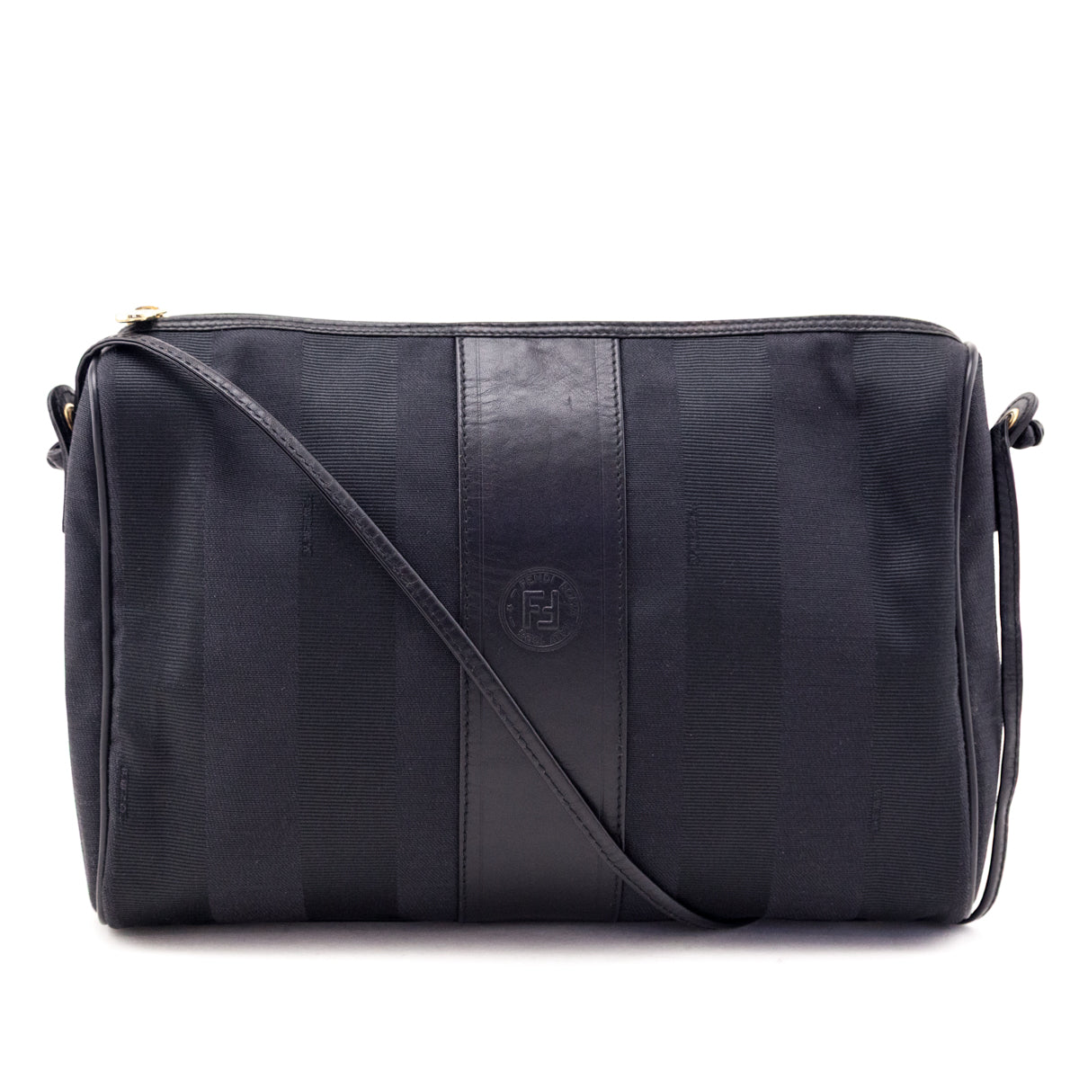 Fendi Black Vintage Pequin Crossbody