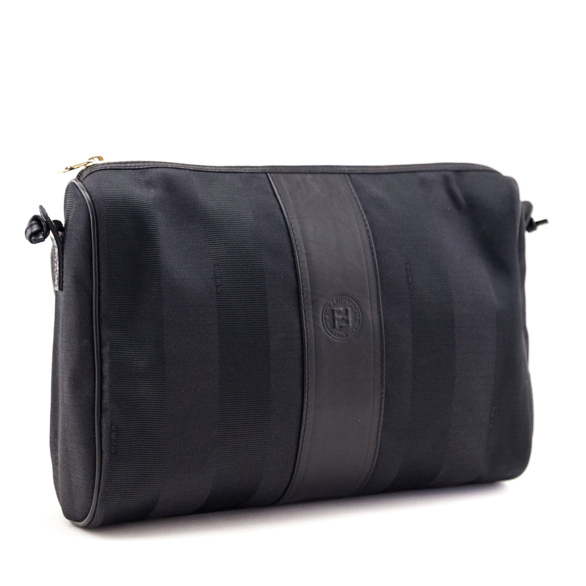 Fendi Black Vintage Pequin Crossbody