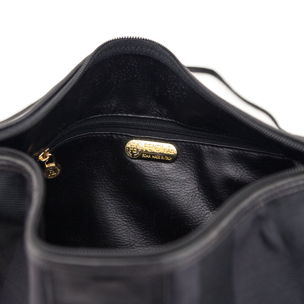 Fendi Black Vintage Pequin Crossbody