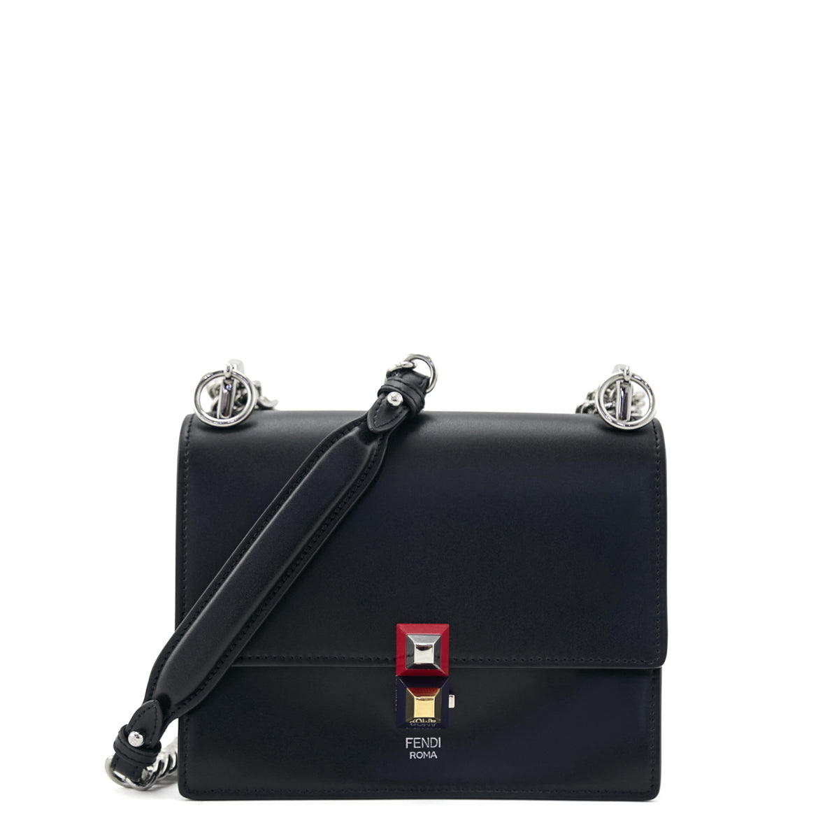 Fendi Black Vitello Liberty Studded Small Kan I Shoulder Bag - Love that Bag etc - Preowned Authentic Designer Handbags & Preloved Fashions