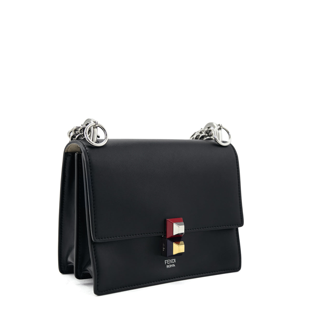 Fendi Black Vitello Liberty Studded Small Kan I Shoulder Bag - Love that Bag etc - Preowned Authentic Designer Handbags & Preloved Fashions