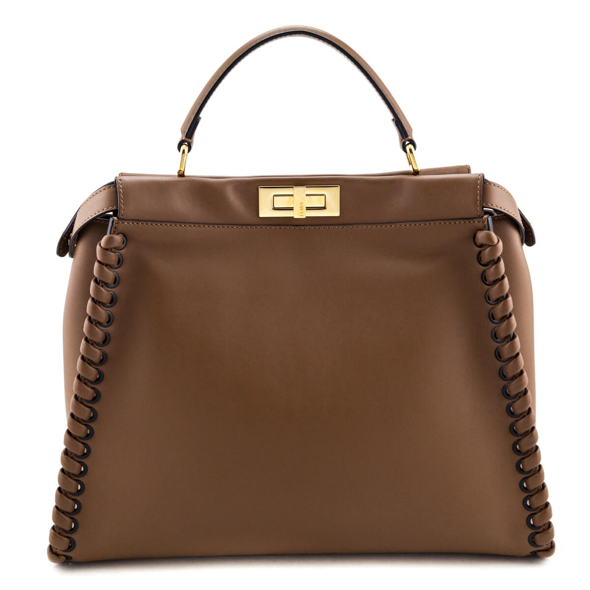 Fendi Brown Whipstitched Leather Large Peekaboo - Love that Bag etc - Preowned Authentic Designer Handbags & Preloved Fashions