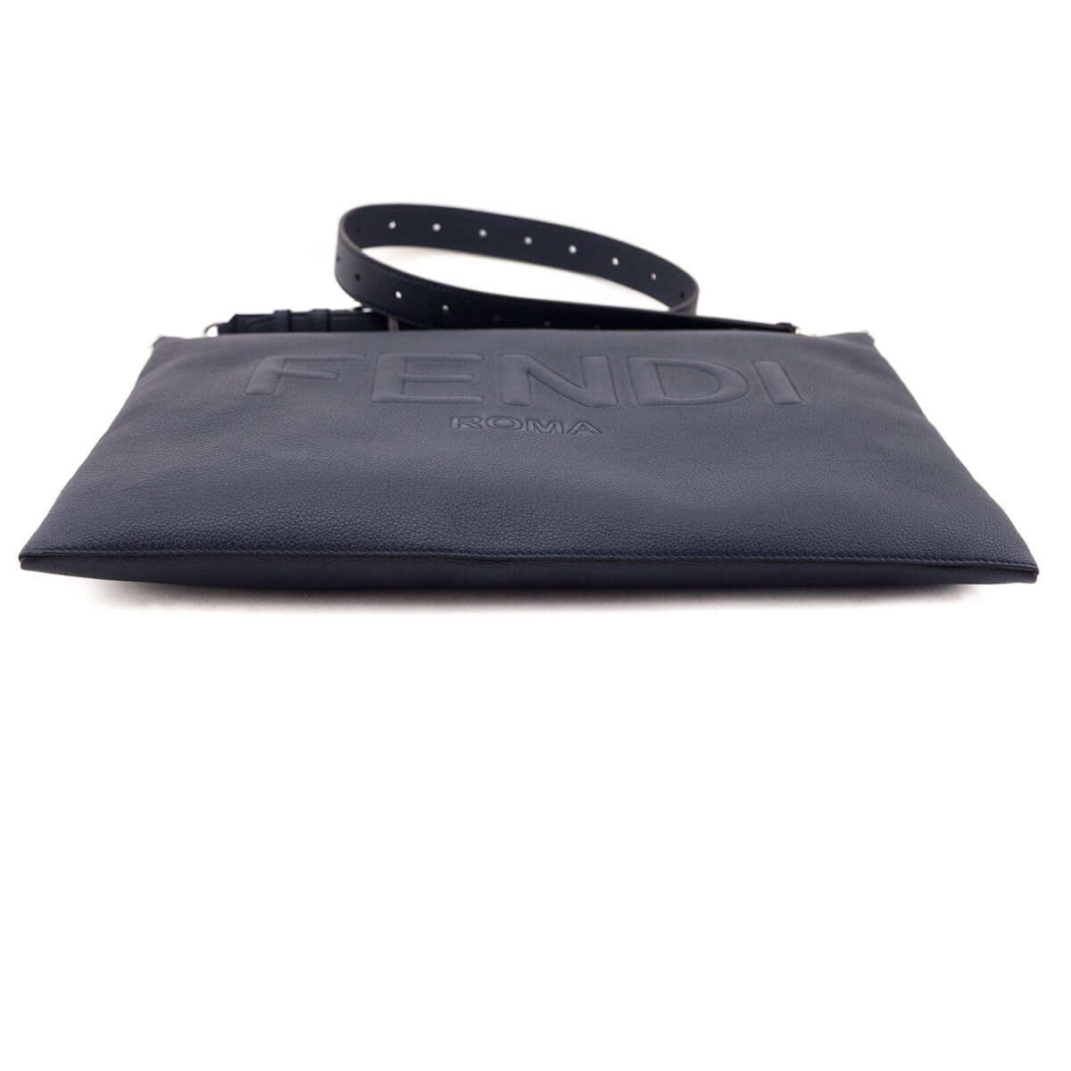 Fendi Dark Blue Vitello Cher Logo Embossed After Messenger Bag - Love that Bag etc - Preowned Authentic Designer Handbags & Preloved Fashions