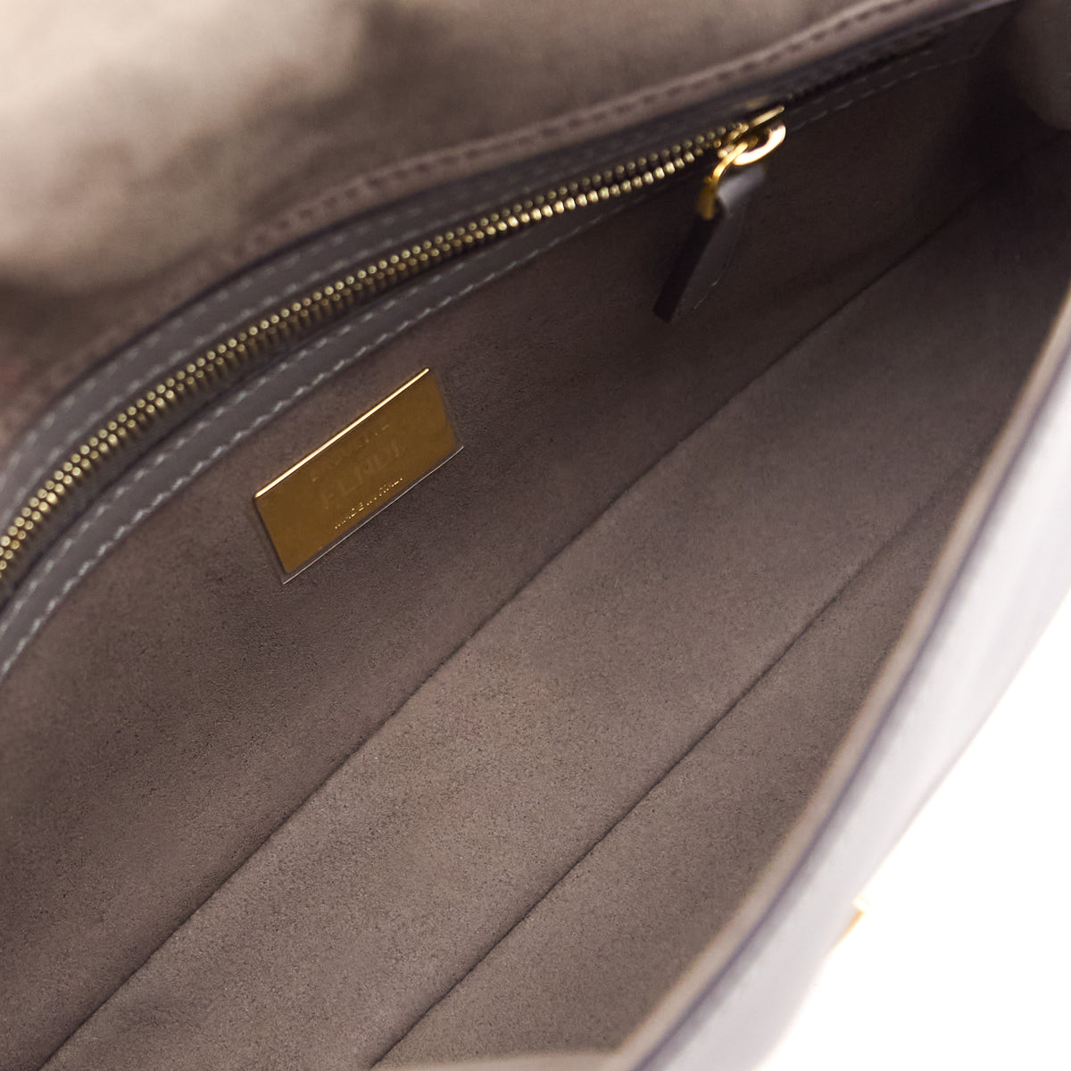 Fendi Gray & Red Vitello Grace FF 1974 Flip Baguette