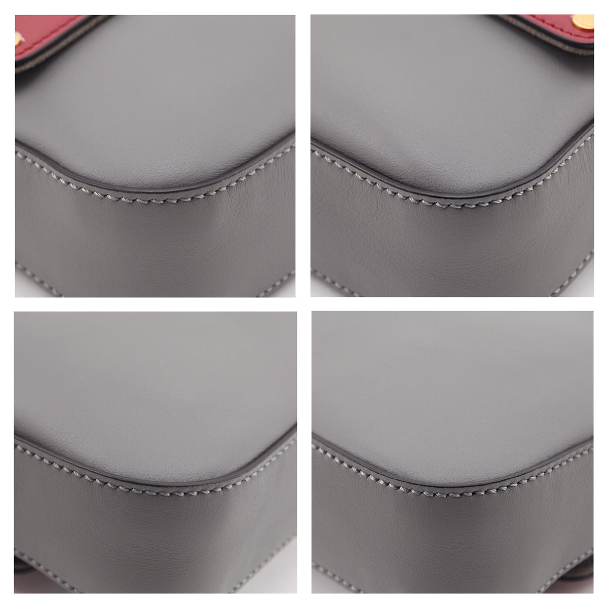 Fendi Gray & Red Vitello Grace FF 1974 Flip Baguette