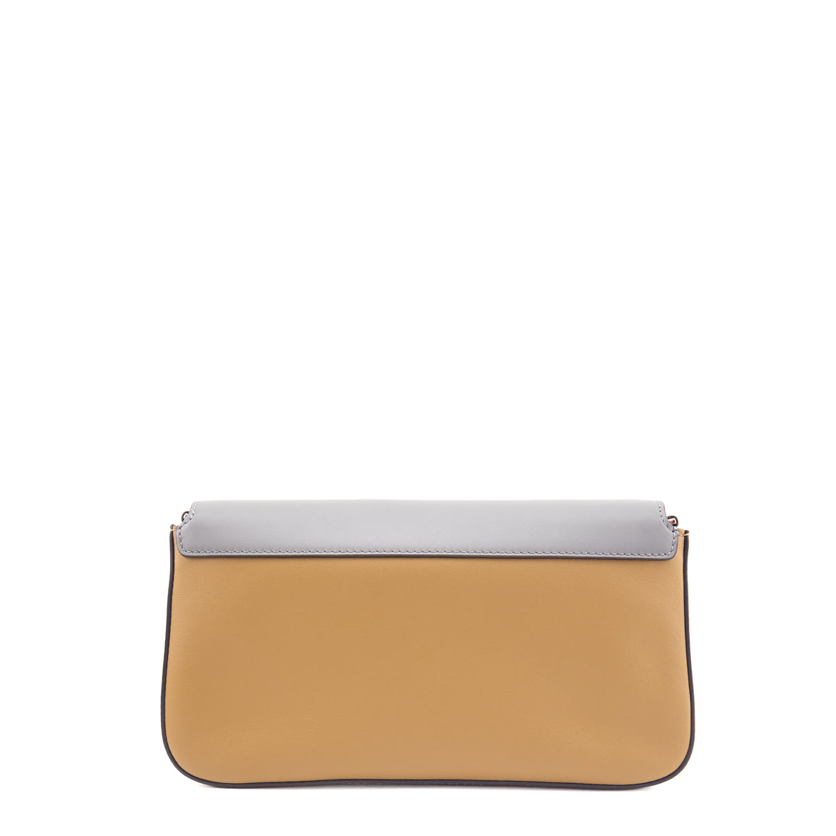 Fendi Gray & Tan Vitello Grace FF 1974 Flip Baguette - Love that Bag etc - Preowned Authentic Designer Handbags & Preloved Fashions
