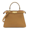 Fendi Miele Scuro Vitello Seta Nappa Medium Peekaboo I SEE U Satchel - Love that Bag etc - Preowned Authentic Designer Handbags & Preloved Fashions