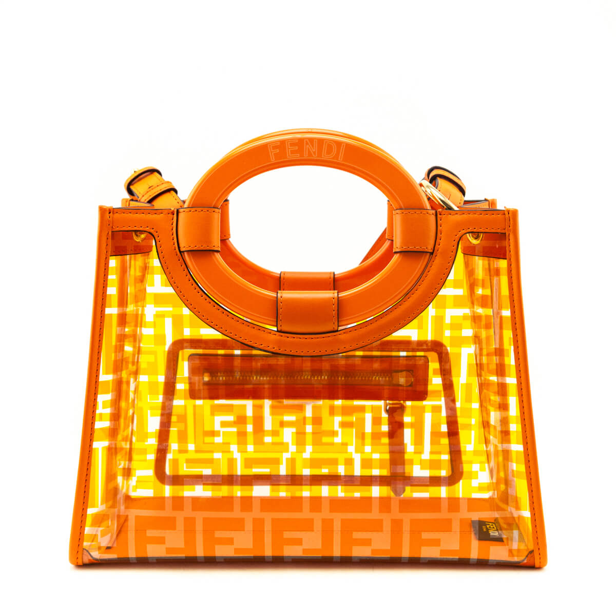 Fendi Orange FF Vitello Century Plexiglass Small Runaway Shopper Tote - Love that Bag etc - Preowned Authentic Designer Handbags & Preloved Fashions