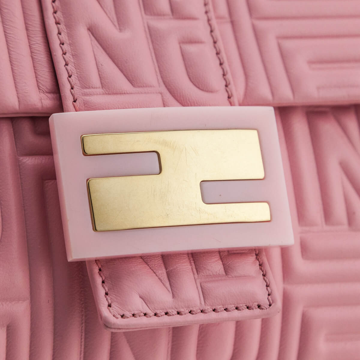 Fendi Pale Pink Nappa Logo Embossed Baguette - Love that Bag etc - Preowned Authentic Designer Handbags & Preloved Fashions