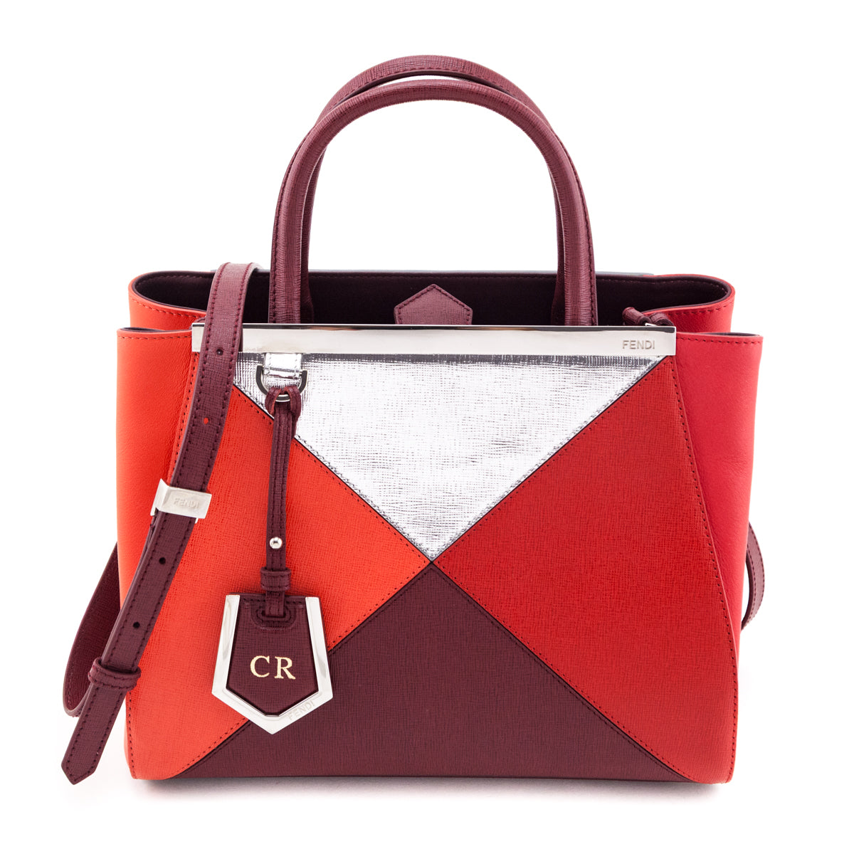 Fendi Red Colour Block Petite 2Jours Tote