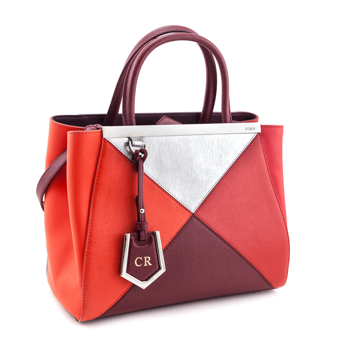 Fendi Red Colour Block Petite 2Jours Tote