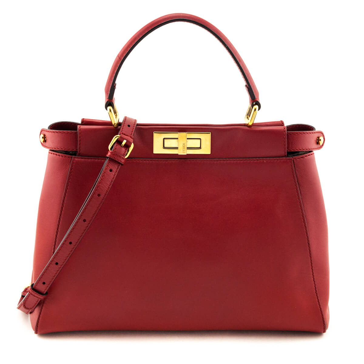 Fendi Red Nappa Medium Peekaboo Bag - Love that Bag etc - Preowned Authentic Designer Handbags & Preloved Fashions