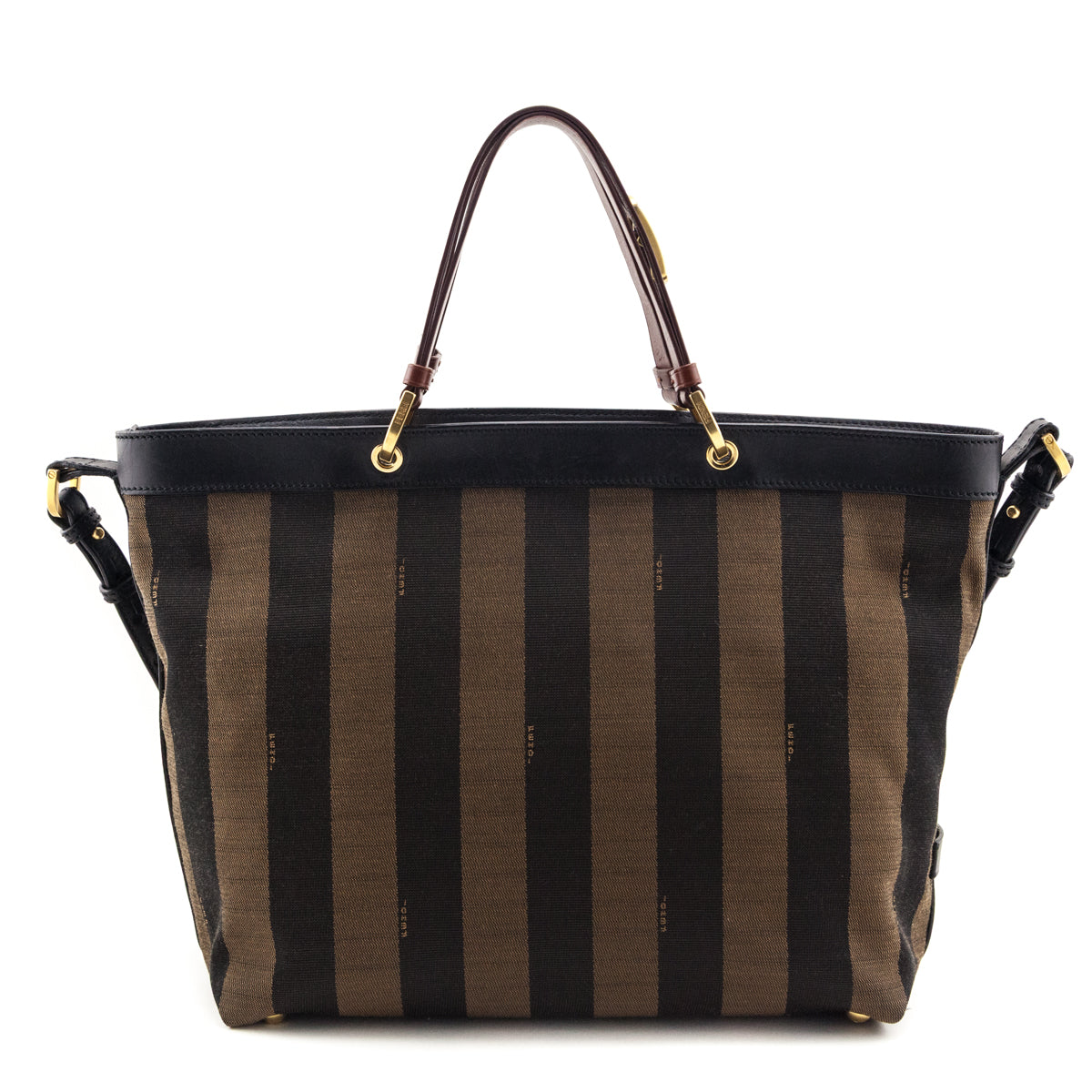 Fendi Tobacco Pequin Striped Vitello Tote - Love that Bag etc - Preowned Authentic Designer Handbags & Preloved Fashions