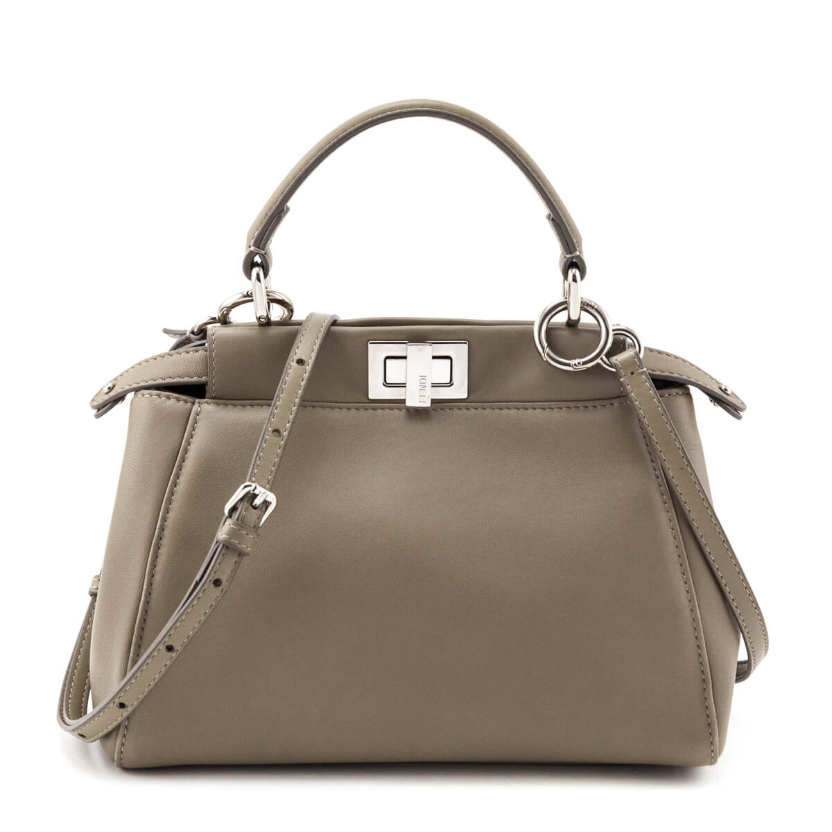 Fendi Tortora Nappa Mini Peekaboo Iconic Satchel - Love that Bag etc - Preowned Authentic Designer Handbags & Preloved Fashions