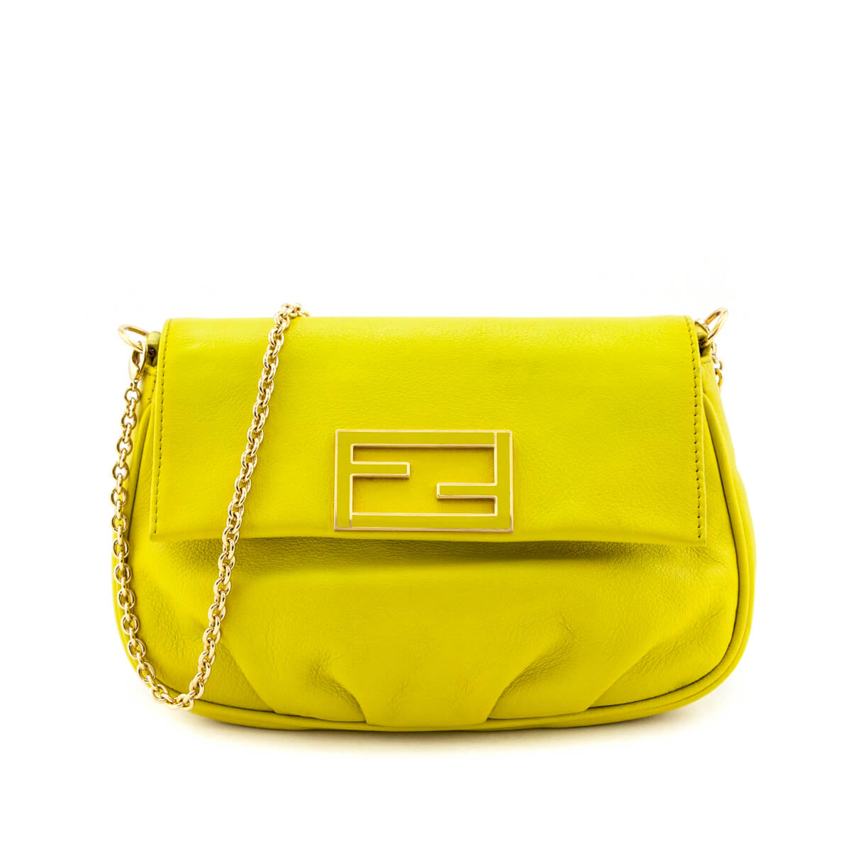 Fendi Yellow Leather Fendista Pochette Crossbody Bag Fendi