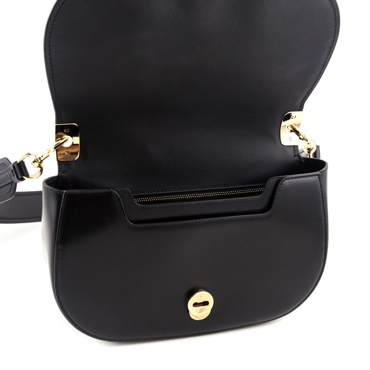 Ferragamo Black Calfskin Anna Shoulder Bag - Love that Bag etc - Preowned Authentic Designer Handbags & Preloved Fashions