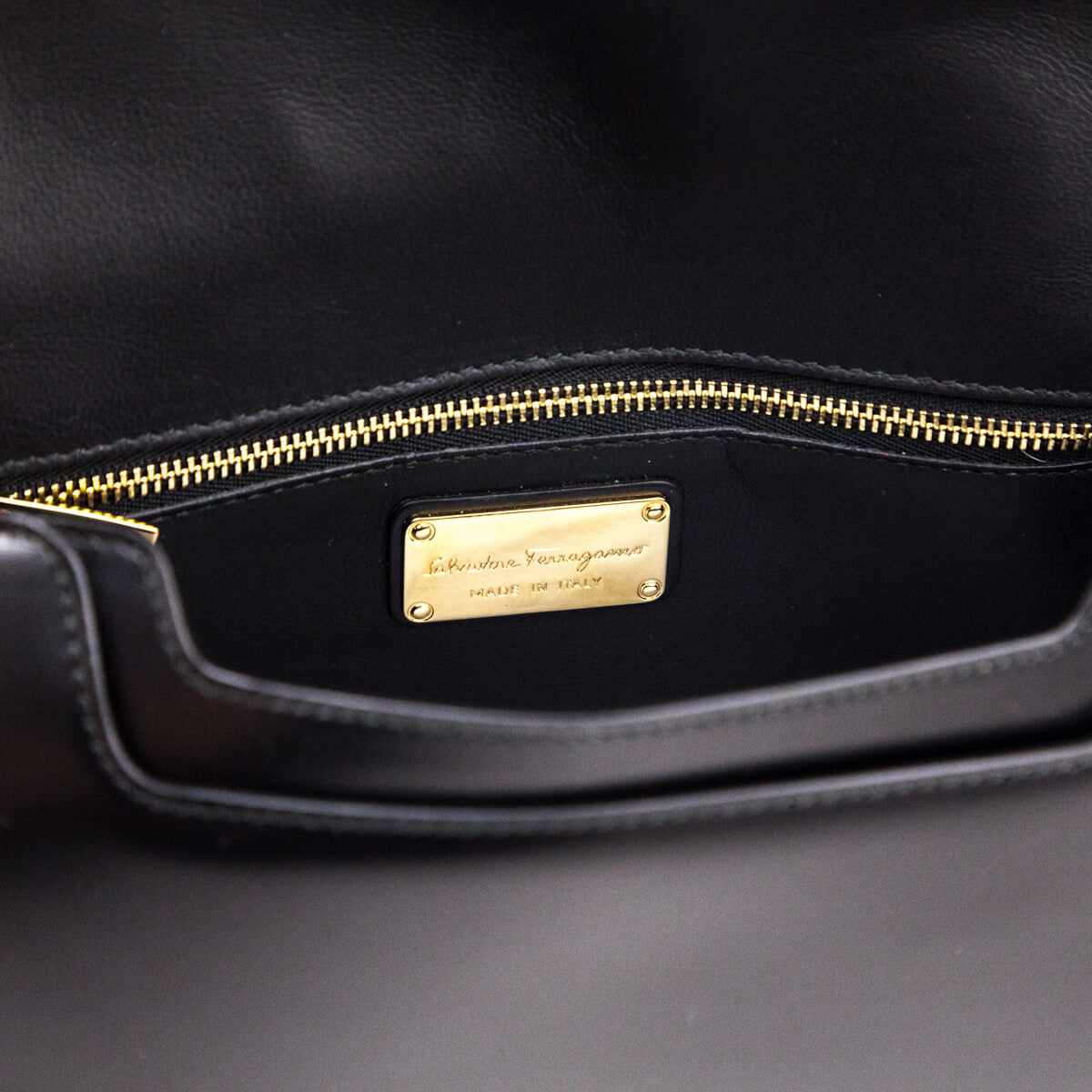 Ferragamo Black Calfskin Anna Shoulder Bag - Love that Bag etc - Preowned Authentic Designer Handbags & Preloved Fashions