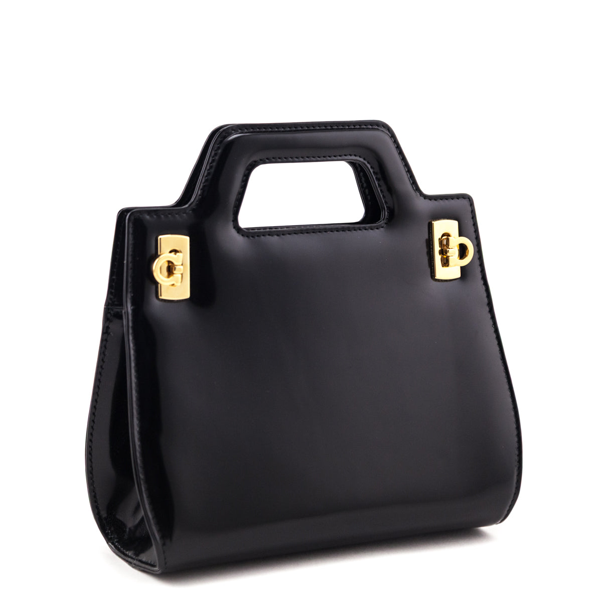 Ferragamo Black Calfskin Mini Wanda Top-Handle Bag