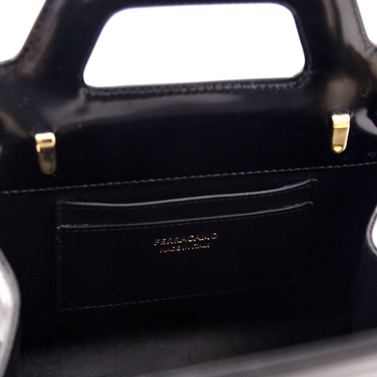 Ferragamo Black Calfskin Mini Wanda Top-Handle Bag