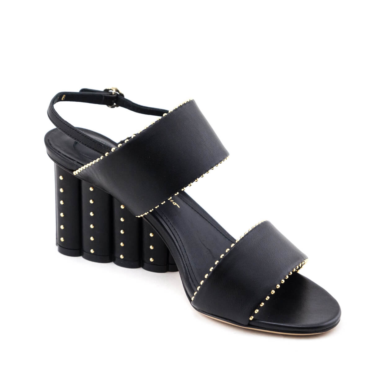 Ferragamo Black Studded Gavi Elongated Flower Block Sandals Size US 7 | IT 37B - Love that Bag etc - Preowned Authentic Designer Handbags & Preloved Fashions