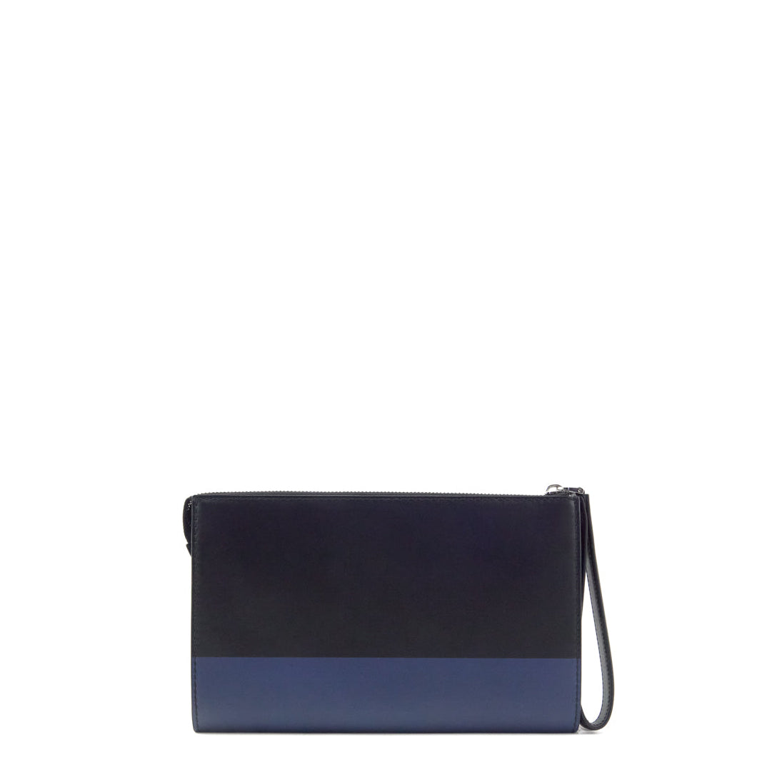 Ferragamo Black & Navy Calfskin Gancini Clutch