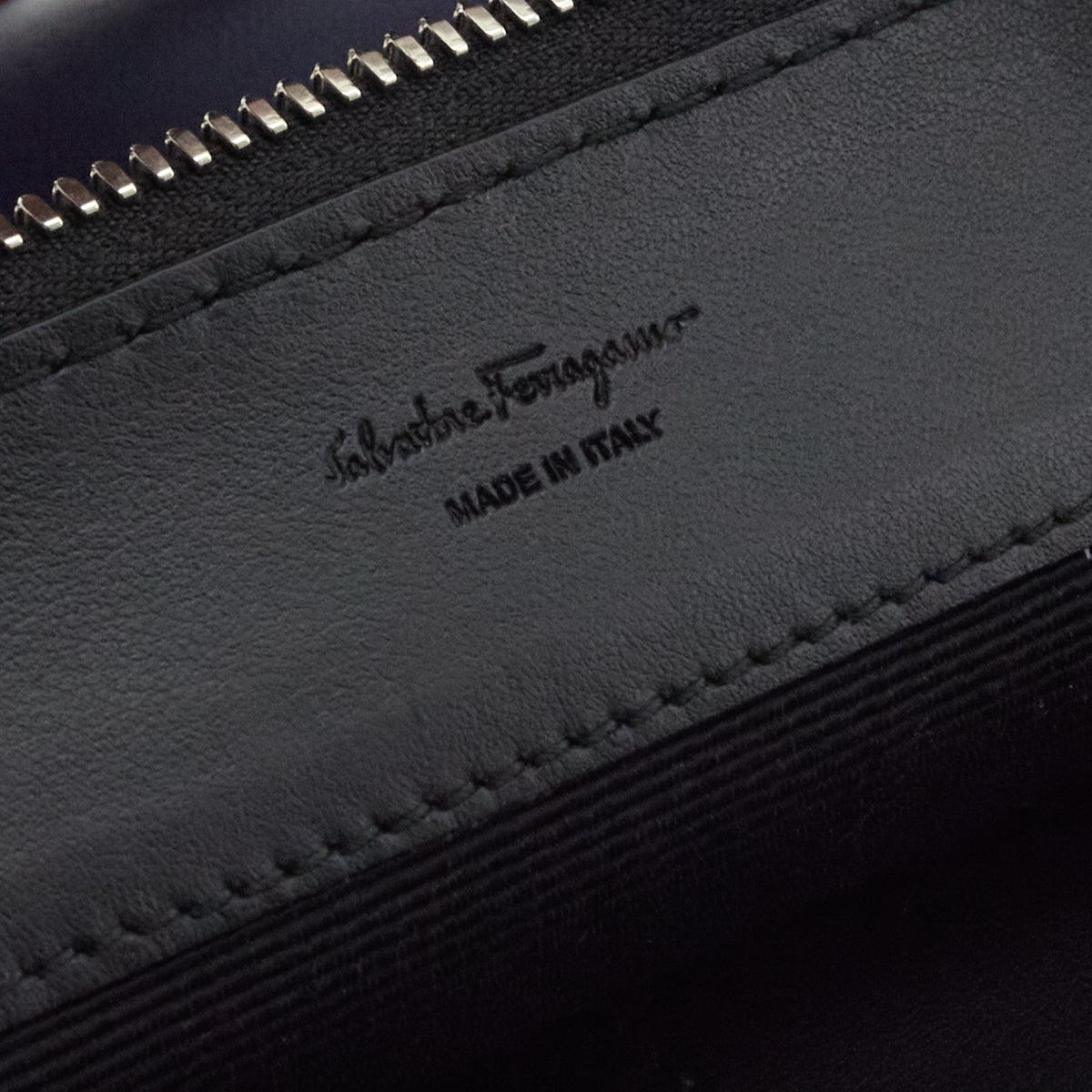 Ferragamo Black & Navy Calfskin Gancini Clutch