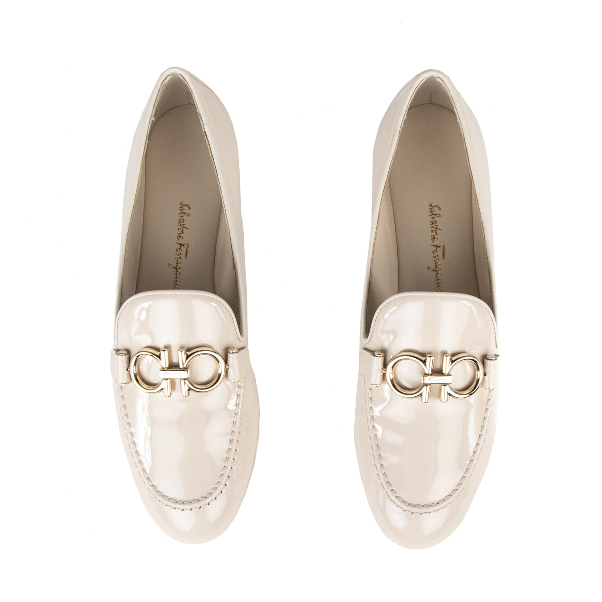 Ferragamo Bone Patent Trifoglio Loafers Ferragamo Shoes Canada